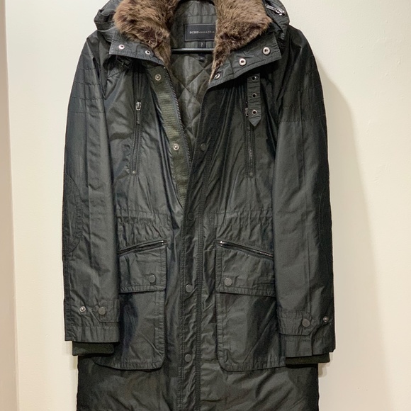 BCBGMAXAZRIA parka jacket with detachable lining, evergreen color, size XS - Picture 3 of 16